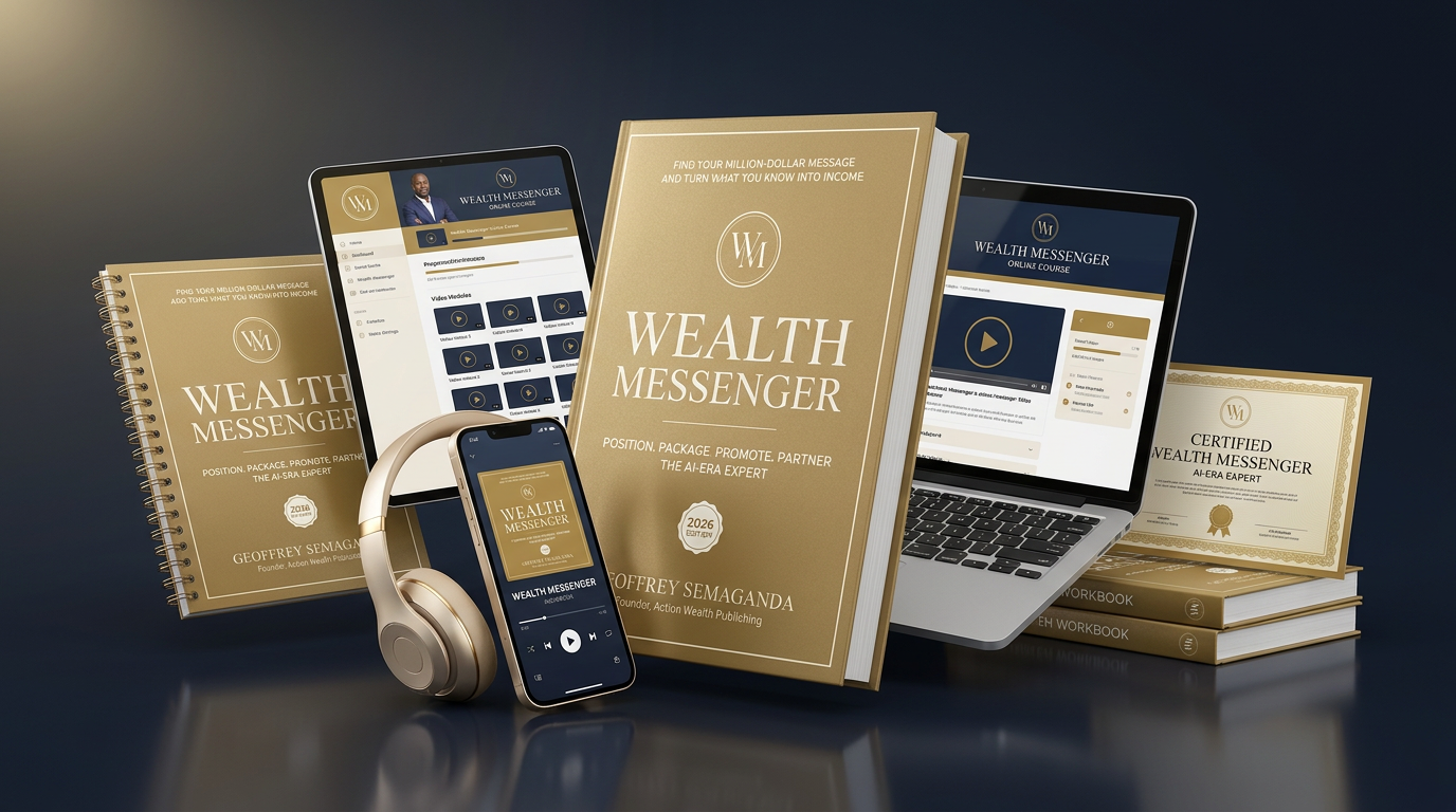 The Wealth Messenger product suite — book, audiobook, workbook, online course and certification